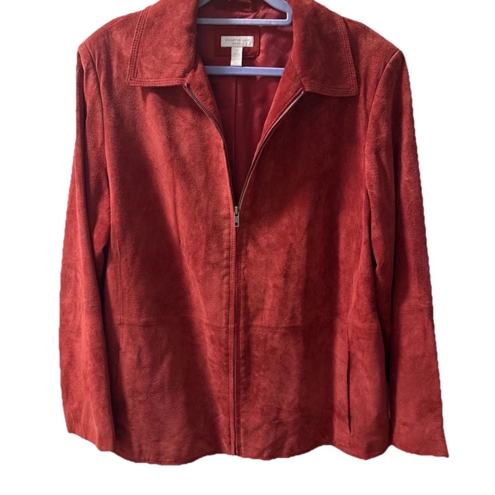 Charter Club Deep Red Suede Utility Jacket